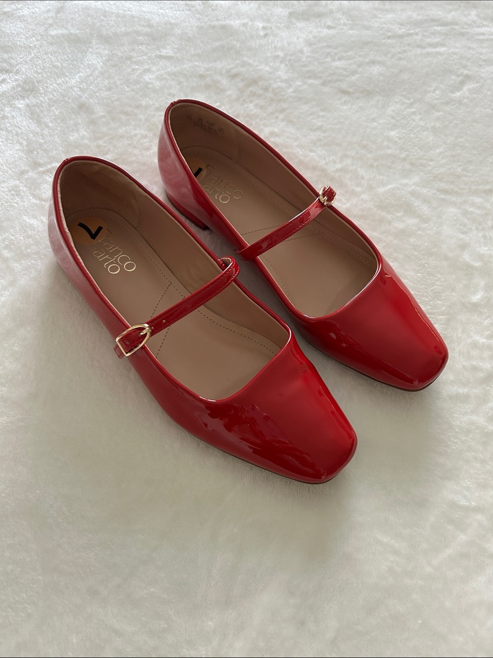Red patent Mary Jane Flats